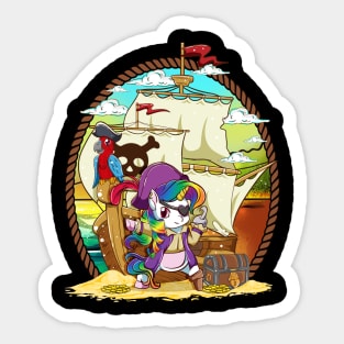 Unicorn Pirate Party Magical Ship Cute Girly Sticker